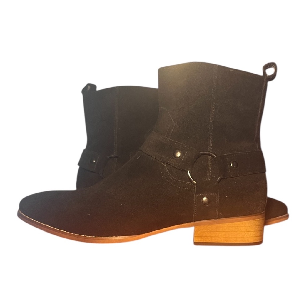 Steve Madden Palazo Black Suede Harness Moto Ankle Boots – NWOT – Size 11M